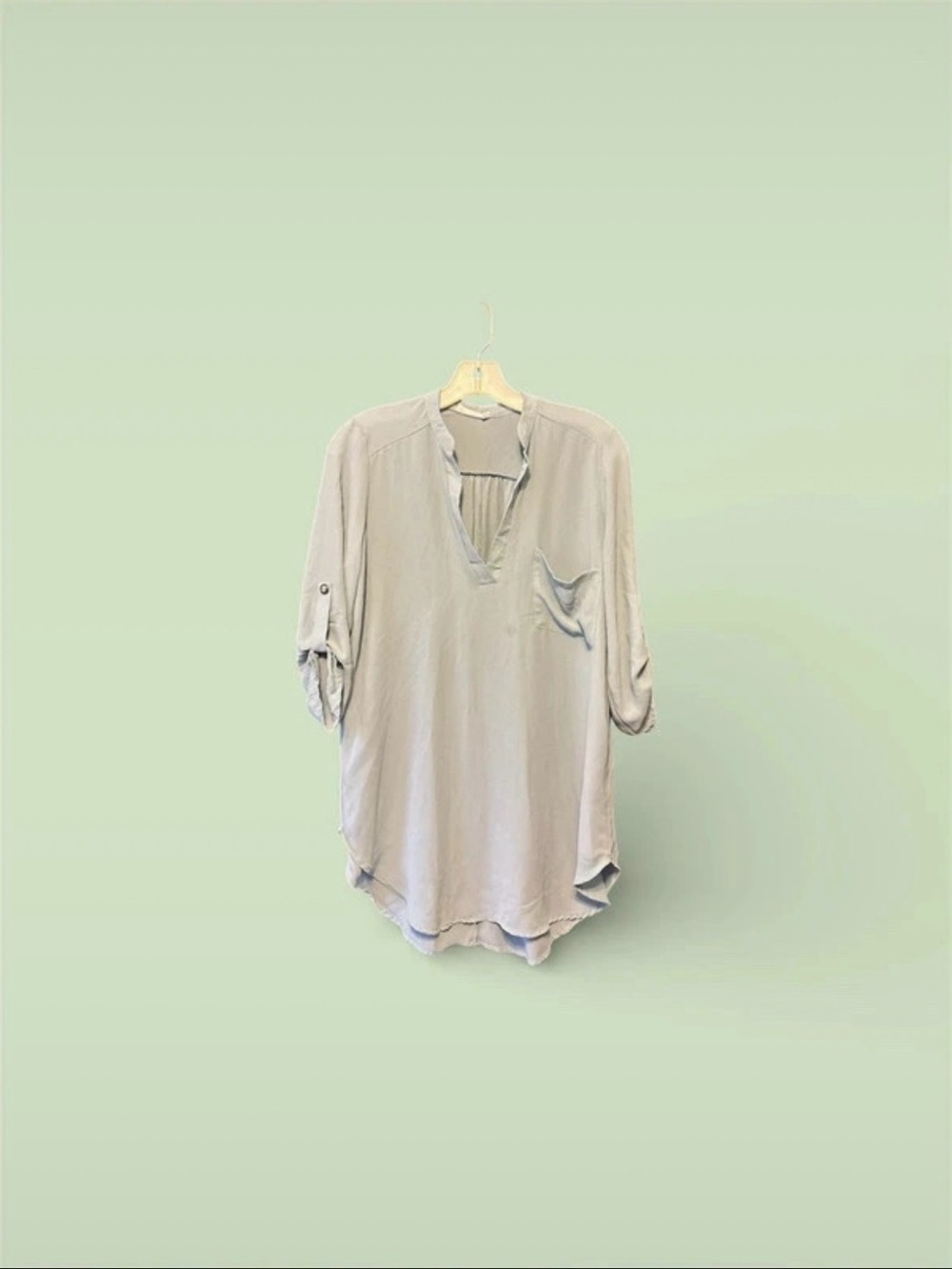 Light Green Women's V-Neck Tunic Top
